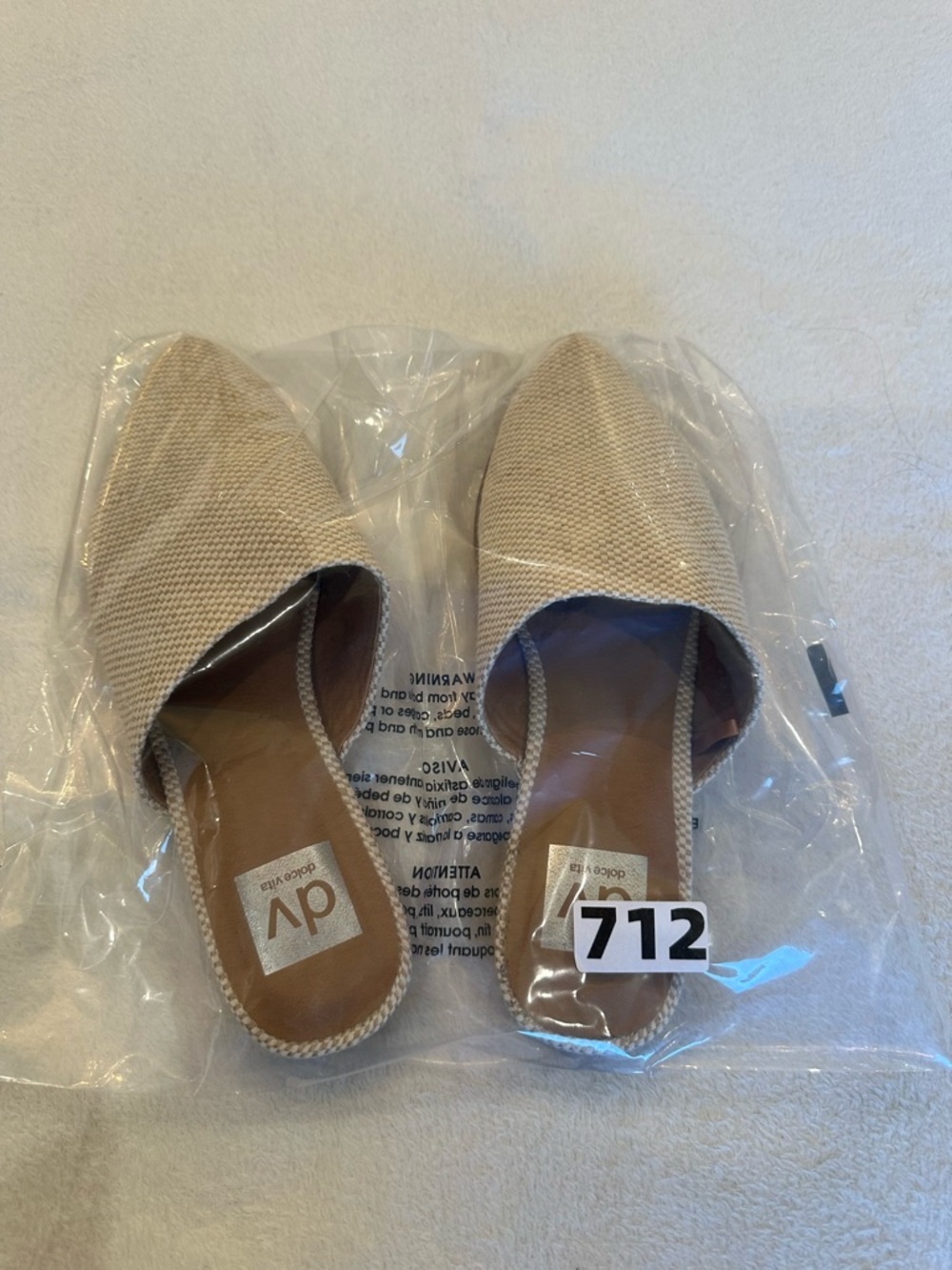 Dolce Vita Cream Woven Pointed Slip-On Mules Slides - Picture 4 of 4